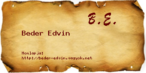 Beder Edvin névjegykártya